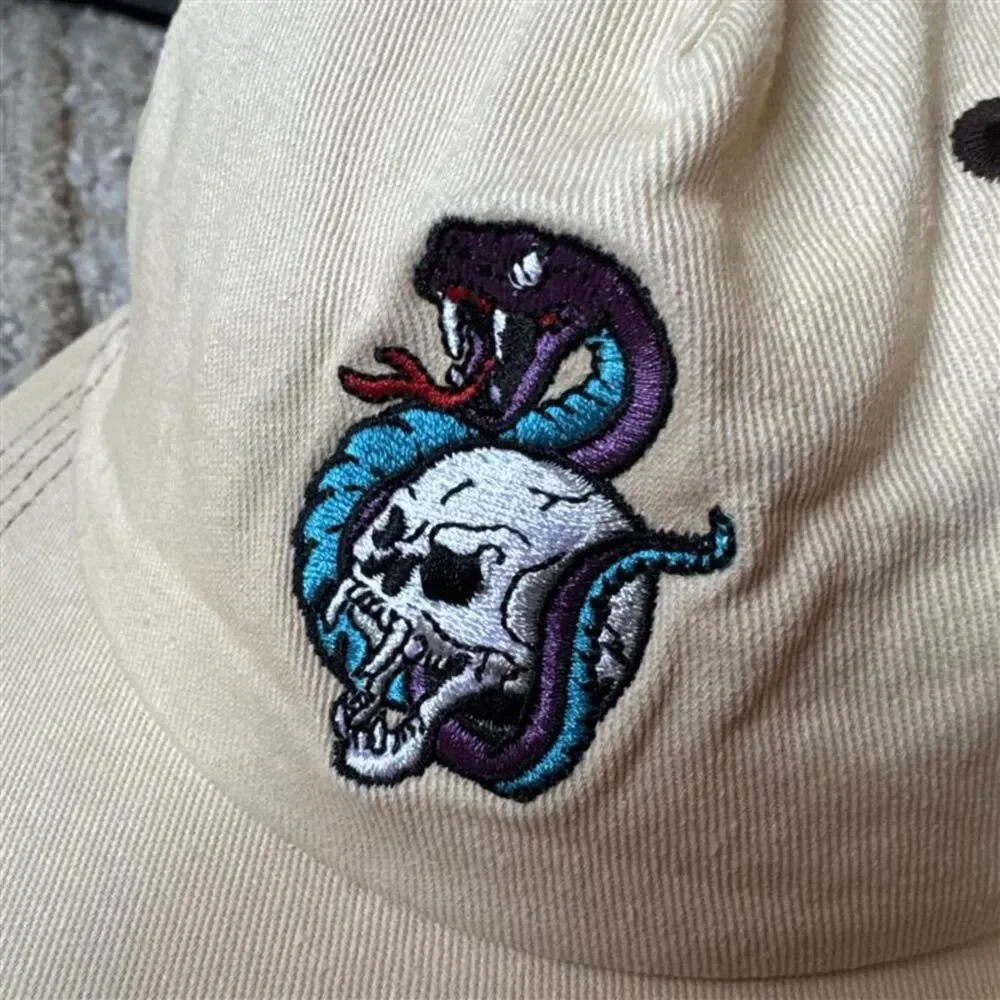 Billy Bones Club Snakes Go Rah Cap Cream Skull Snake Embroidered Cotton Hat